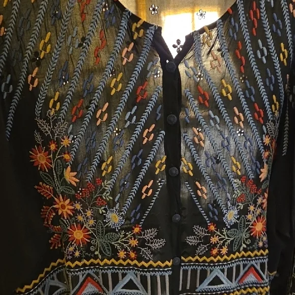 Johnny Was Black Sheer Blouse - Picture 6 of 6